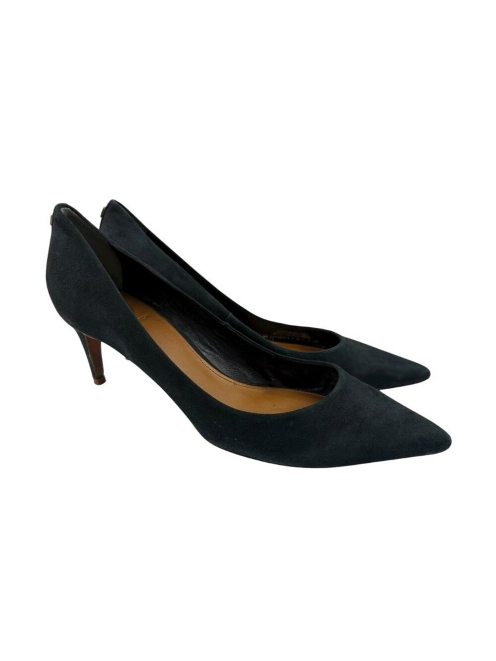 -Kate Spade Heels Womens Size 9.5M Dark Blue Suede Leather Quiet Luxury Acadamia